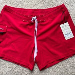 Maui Rippers Women's Red Swim Bermudas with Drawstring
